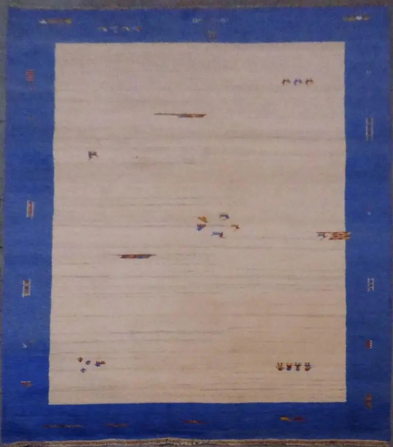 One Of The Kind Indian Hand-Knotted Gabbeh Rug 9'8" X 6'5"